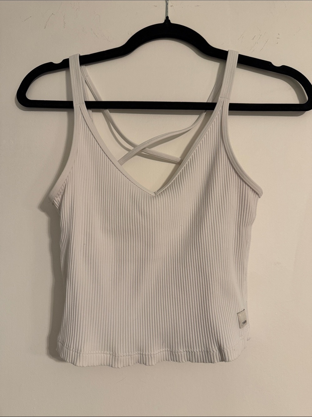 VUORI - White Ribbed V-Neck Strappy Tank Top, size small